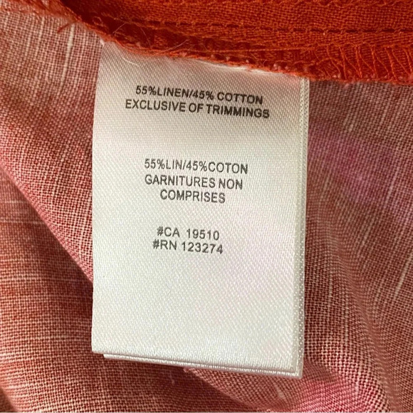 Lole linen cotton women red-orange batik floral tie dye midi hippie casual dress - Picture 6 of 10